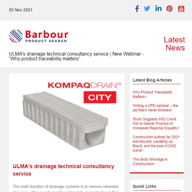 ULMA's drainage technical consultancy service |  New Webinar - “Why product traceability matters”